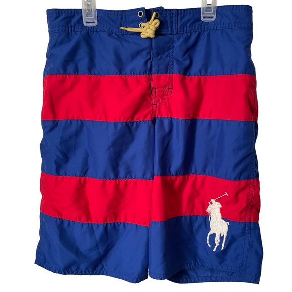 Polo Ralph Lauren Boys Striped Swim Board Shorts, Size L (14/16), EUC! - Picture 1 of 6